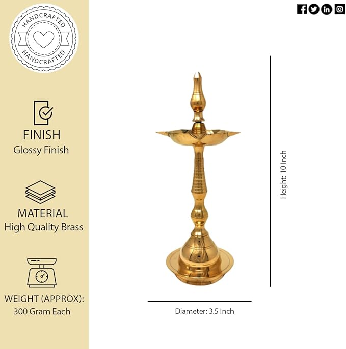 Brass Diya for Pooja Kerala Style, Traditional Samai Lamp Kutthu vilakku